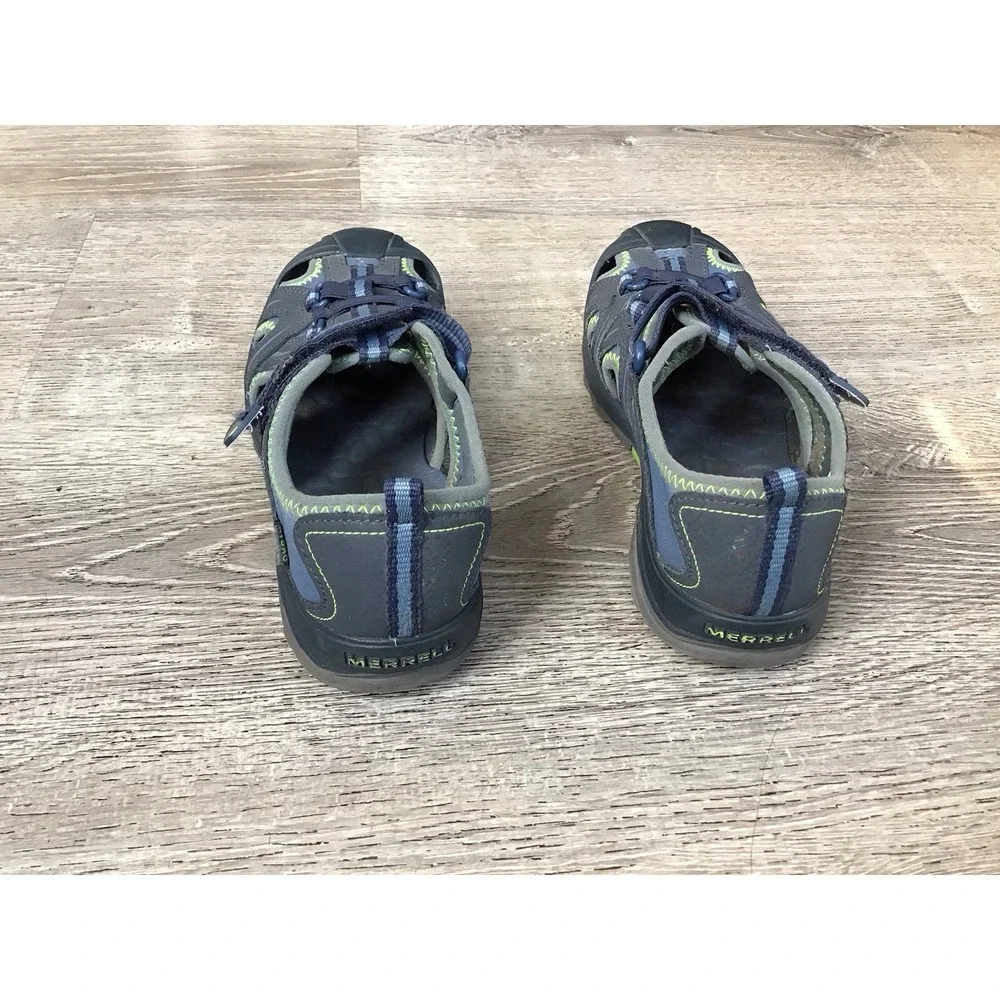 Merrell Youth Boys Hydro Sandals size 5 Navy Green waterproof slip On MY53375